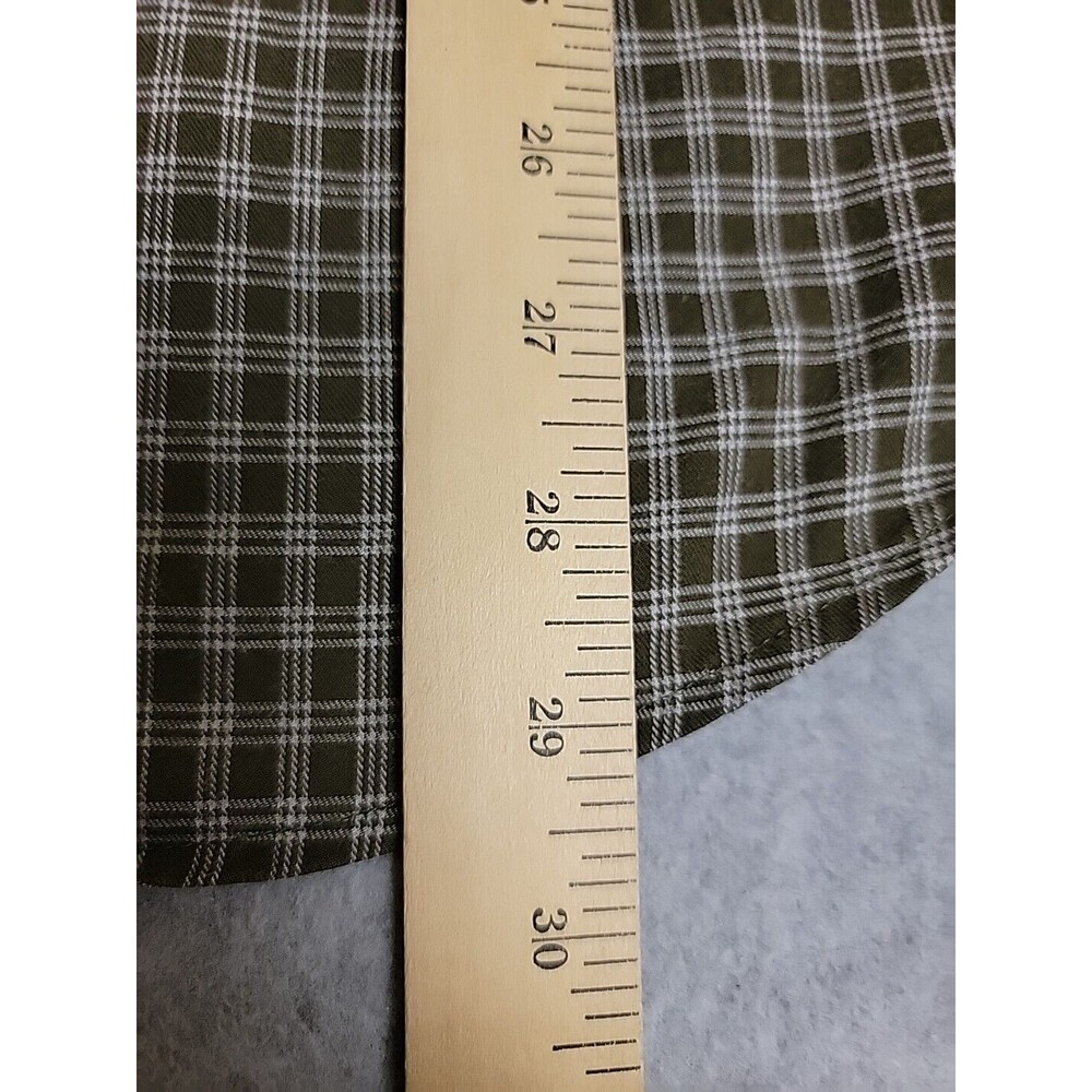 Hugo Boss Shirt Mens L Olive Green Black Plaid Slim Cotton Preppy‎ Flip Cuffs - Picture 12 of 13